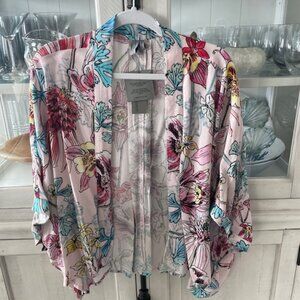 ANTHROPOLOGIE BL-NK LONDON SHORT KIMONO PINK FLORAL O/S NWT